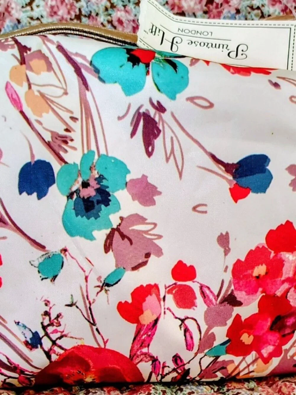 NWT Primrose Hill London Travel Cosmetics Tote Bag w/Handle Flowers/Poppies